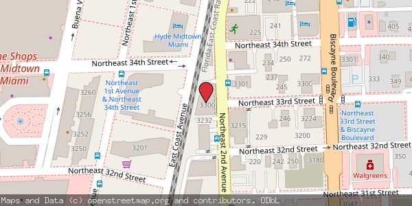Map of Sentry Self Storage located at 3300 NE 2nd Ave in Miami, Florida 33137
